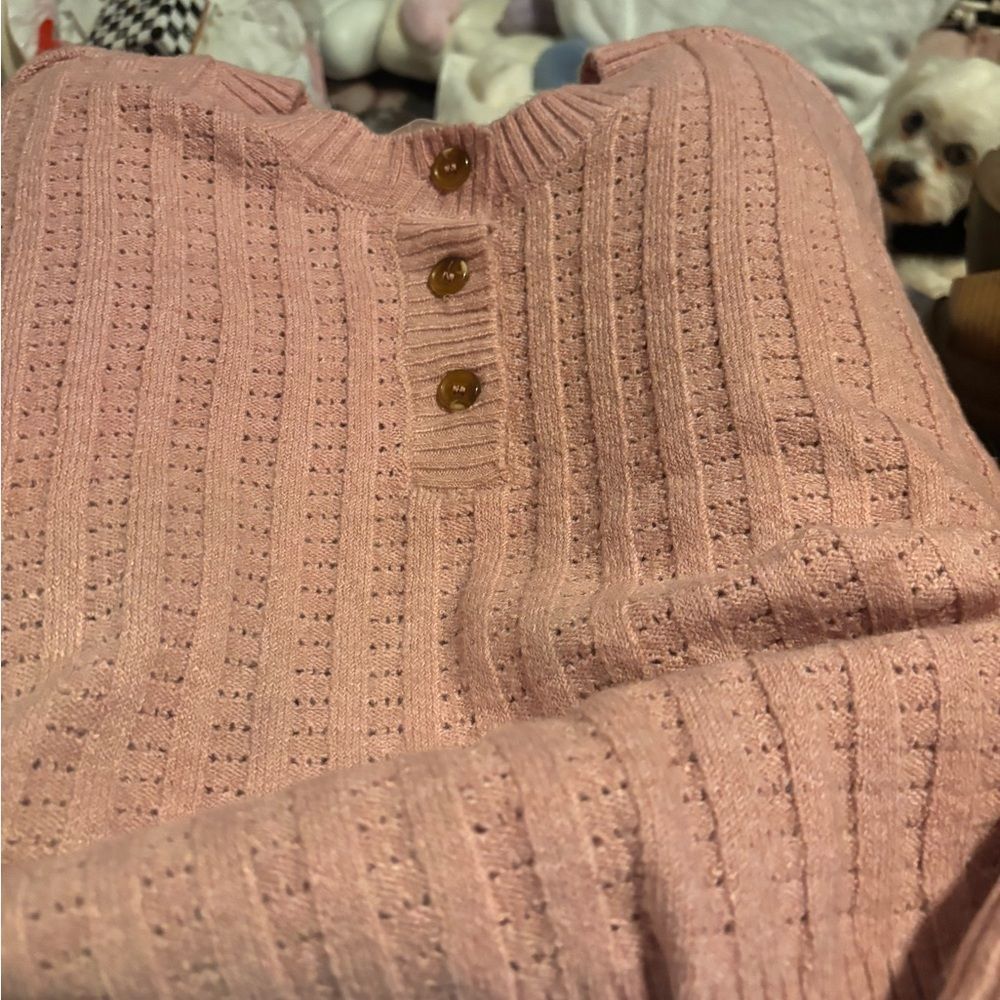 No Boundaries Pink Knit Cardigan with Buttons